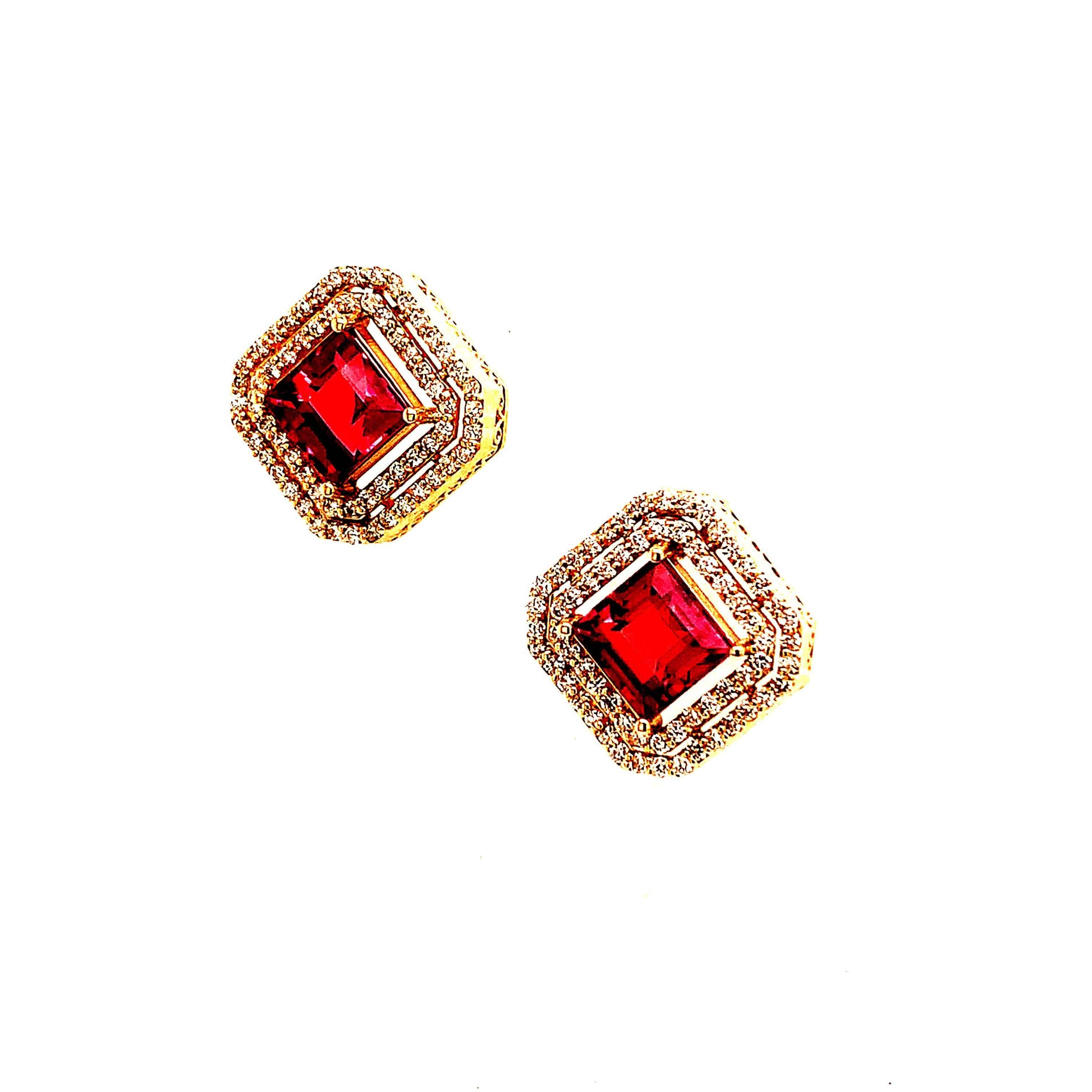 Natural Tourmaline Diamond Earrings 14k Gold 4.47 TCW Certified $6,970 112167 - Certified Estate Jewelry