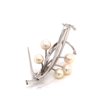 Mikimoto Estate Akoya Pearl Brooch Pin Sterling Silver 6.6mm 5.43 gr M185 - Certified Fine Jewelry