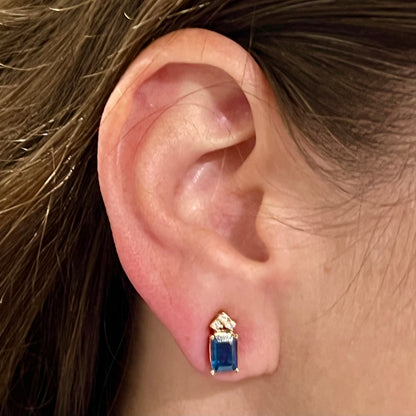 Natural Sapphire Diamond Earrings 14k Gold 2.14 TCW Certified $2,950 121247 - Certified Estate Jewelry