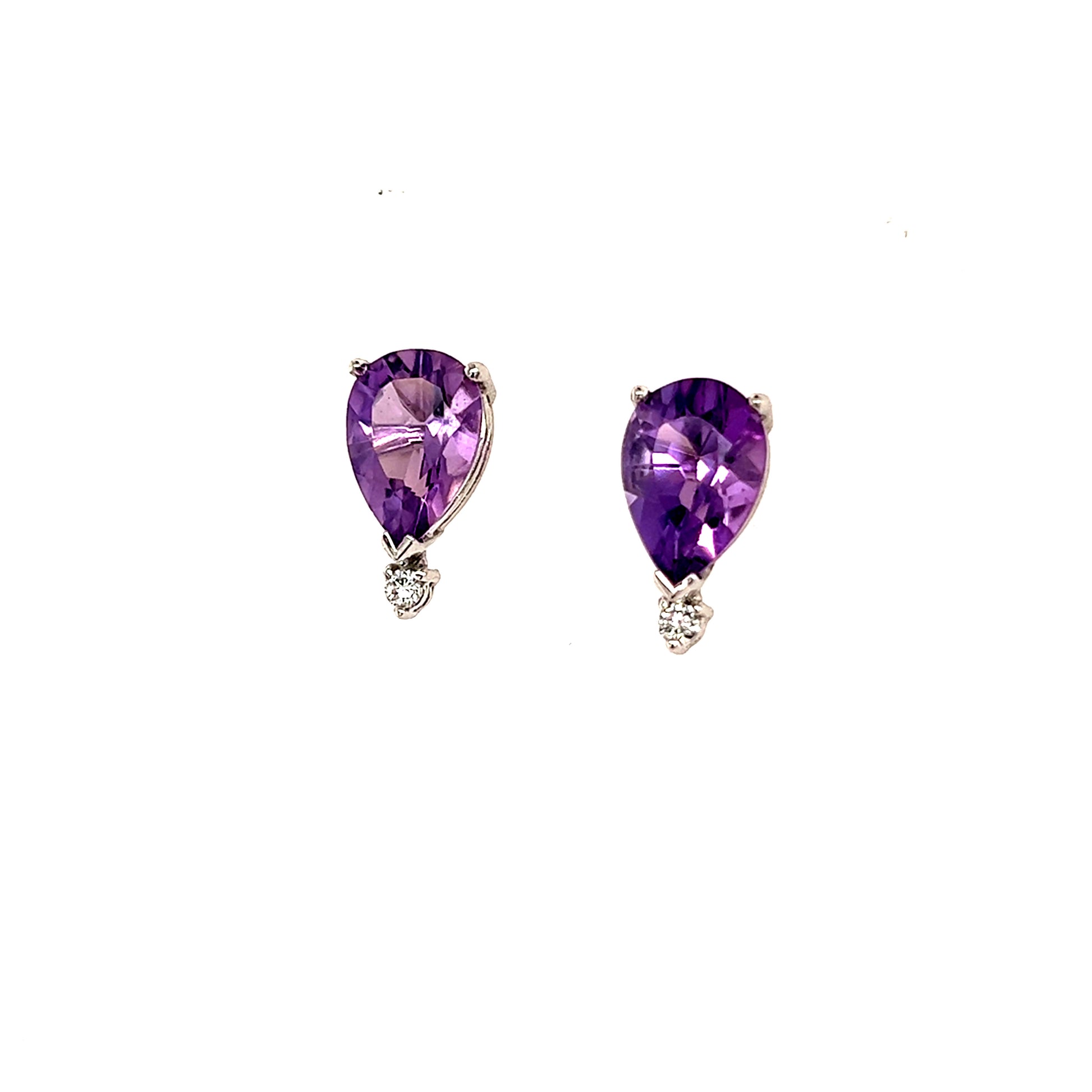 Natural Amethyst Diamond Earrings 14k Gold 3.71 TCW Certified $2,950 210754 - Certified Fine Jewelry
