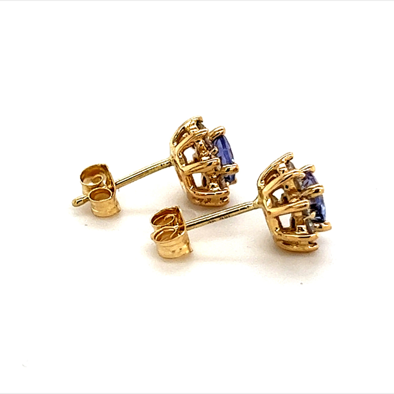 Natural Sapphire Diamond Earrings 14k Gold 1.0 TCW Certified $2,490 210747 - Certified Estate Jewelry