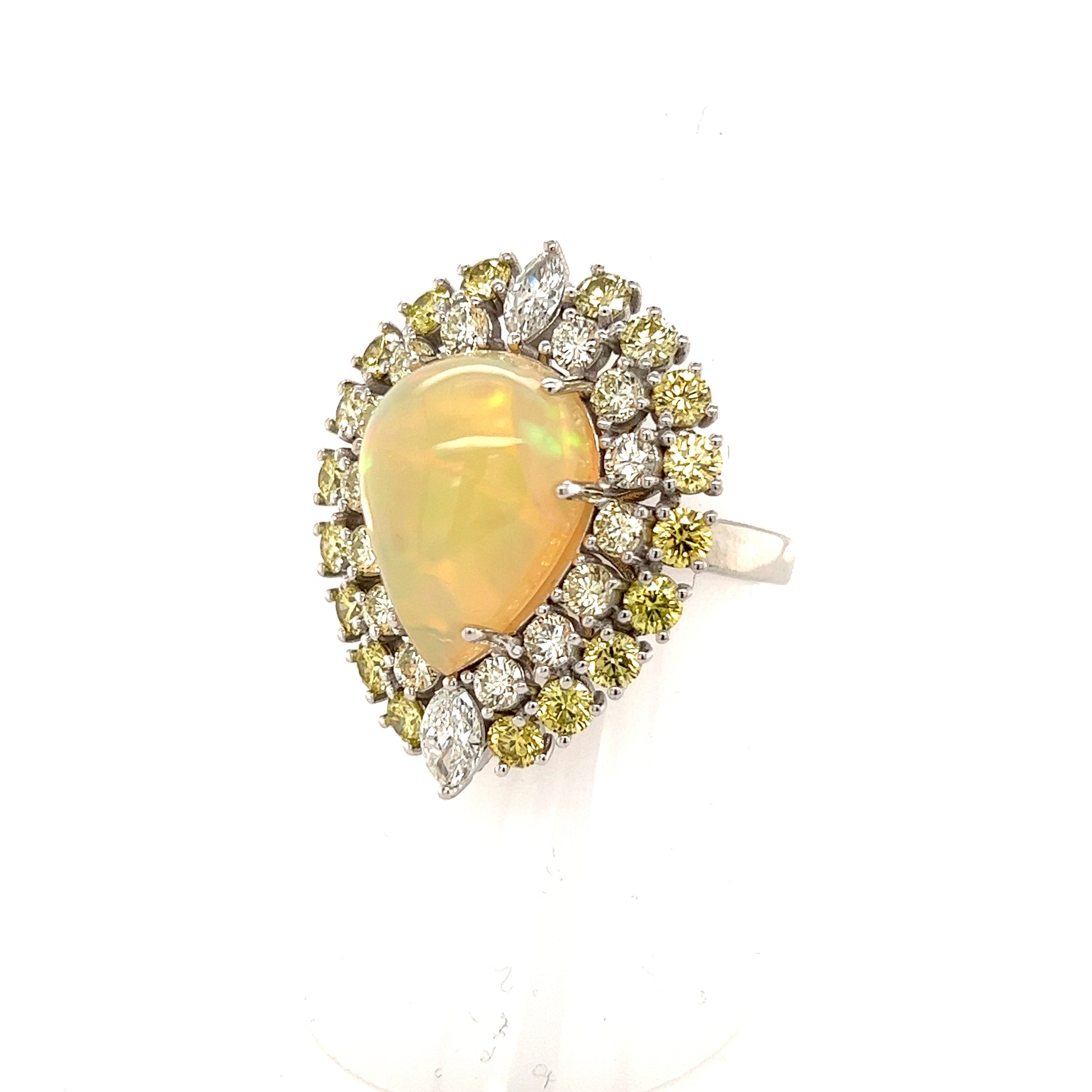 Natural White Opal Diamond Ring 14k Gold 11 TCW Certified $12,950 210739 - Certified Estate Jewelry
