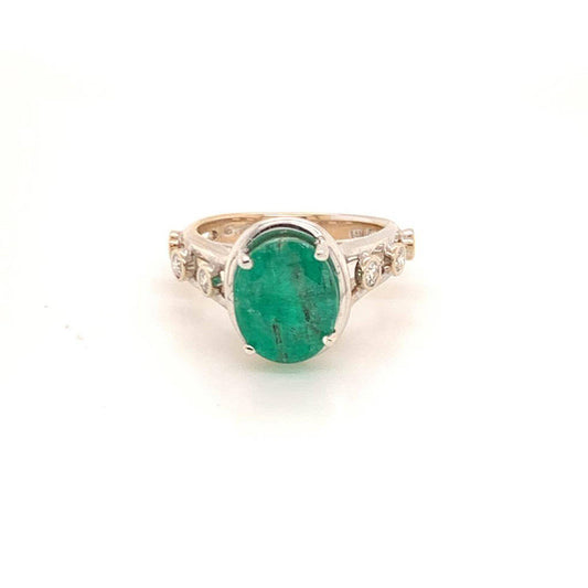 Emerald Diamond Statement Ring 4.05 Ct 14k Gold Women Certified $3,950 913623 - Certified Fine Jewelry