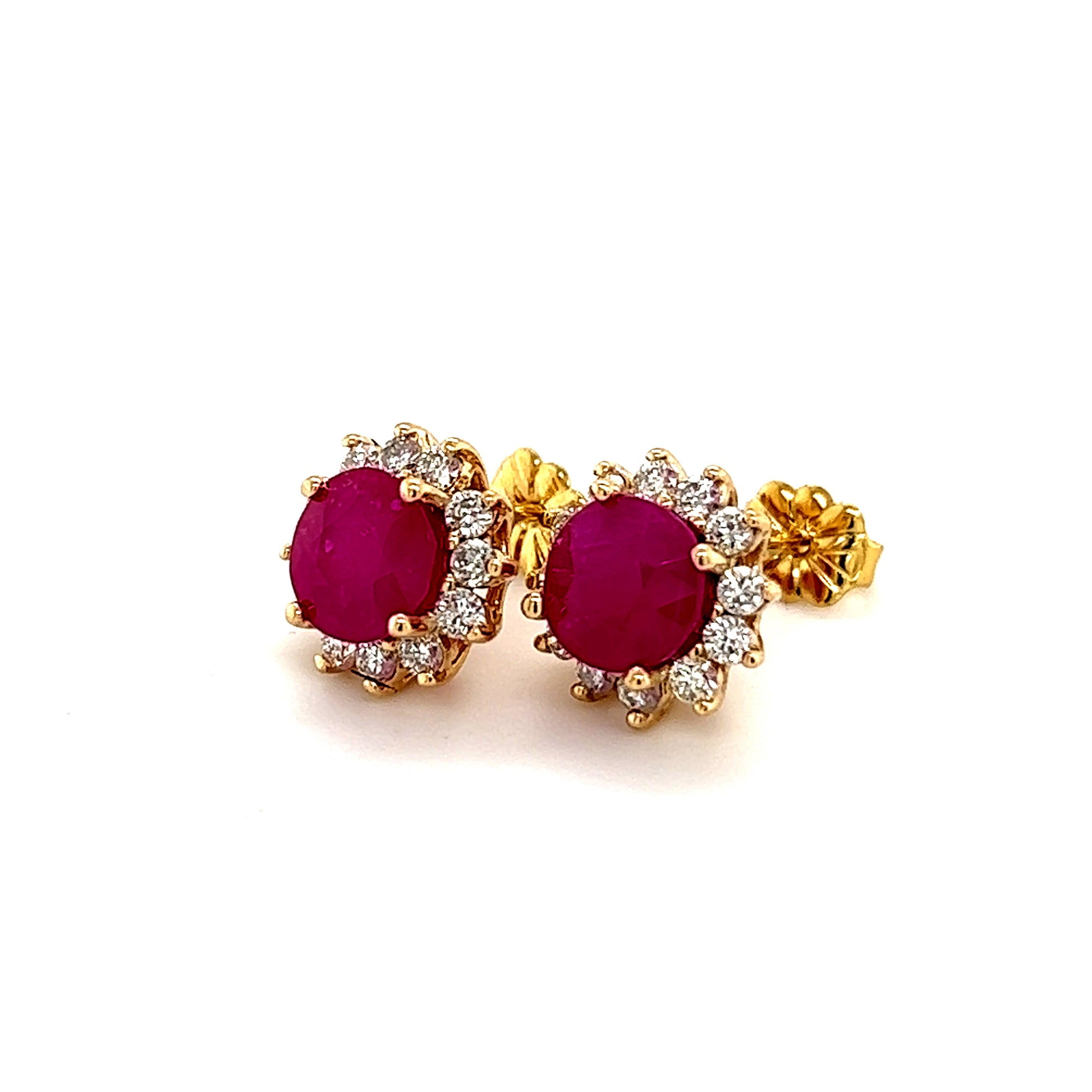 Natural Ruby Diamond Earrings 14k Gold 3.72 TCW Certified $5,950 211346 - Certified Estate Jewelry