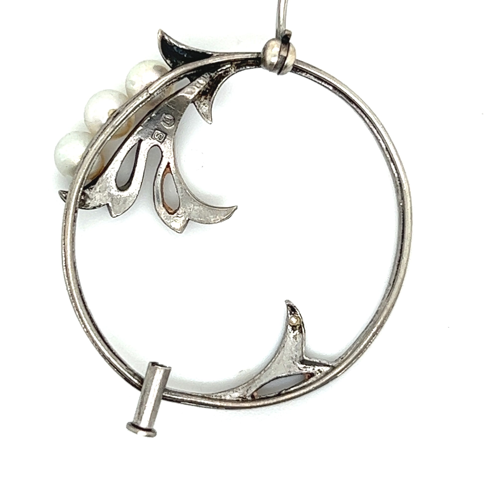 Mikimoto Estate Akoya Pearl Brooch Pin Sterling Silver 4.65 mm M280 - Certified Fine Jewelry