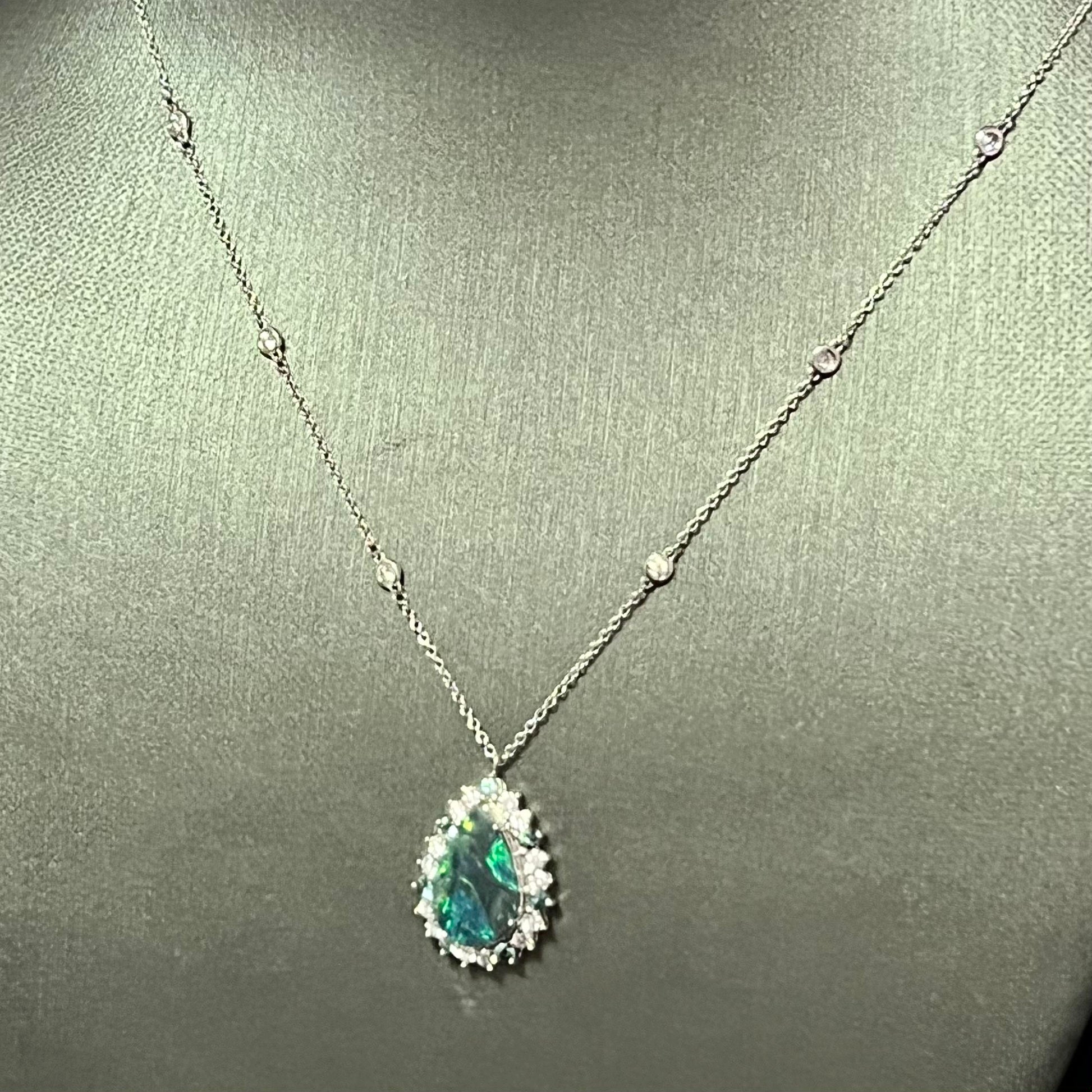 Natural Opal Diamond Pendant w/ 18" Gold Chain 3.25 TCW GIA Certified $8,950 211197 - Certified Fine Jewelry