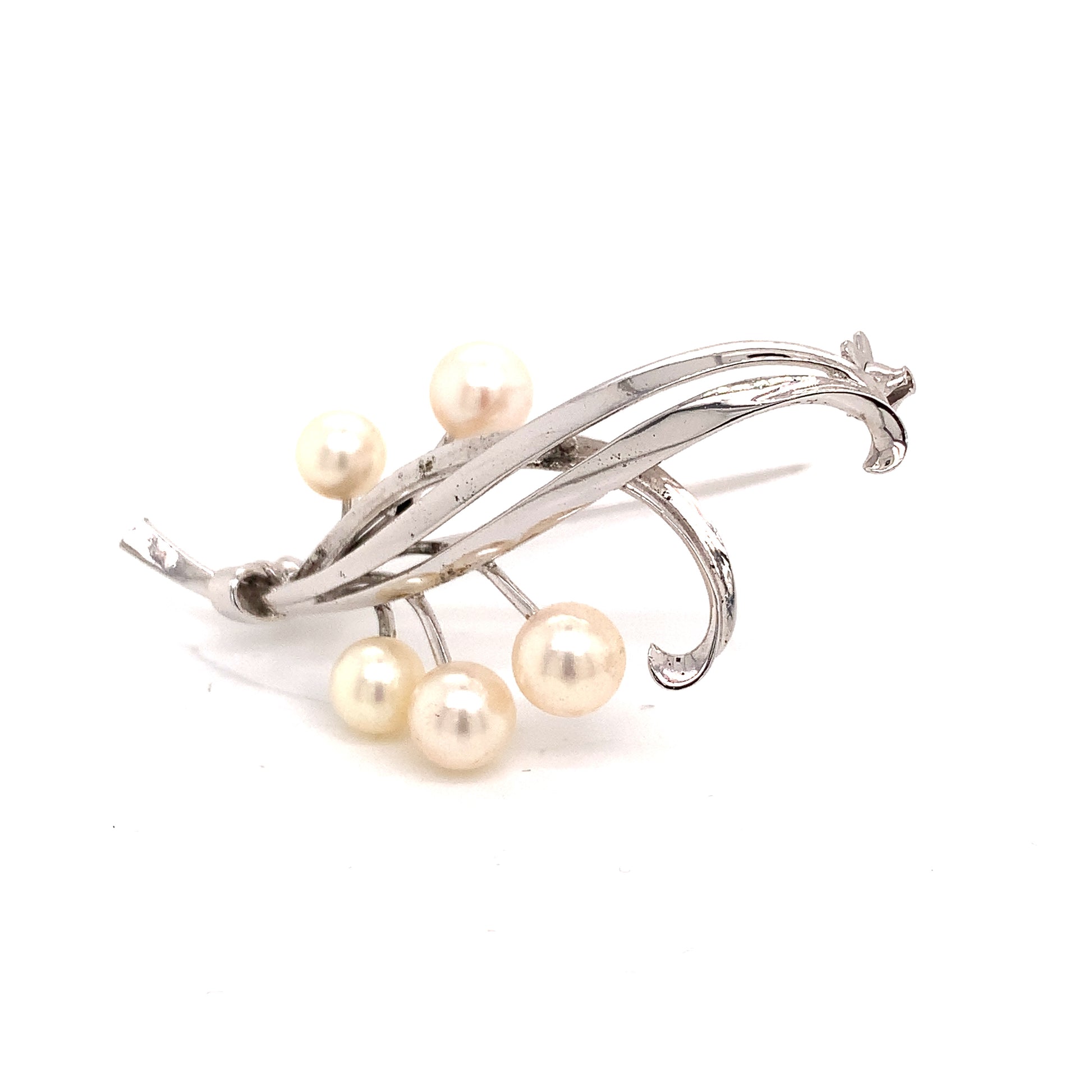 Mikimoto Estate Akoya Pearl Brooch Pin Sterling Silver 6.6mm 5.43 gr M185 - Certified Estate Jewelry