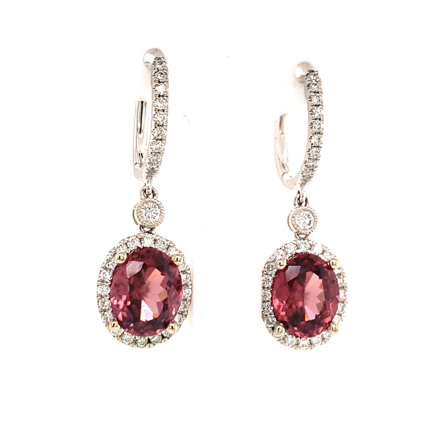 Natural Tourmaline Rubellite Diamond Earrings 18k Gold 6.62 TCW Certified $6,950 017705 - Certified Estate Jewelry