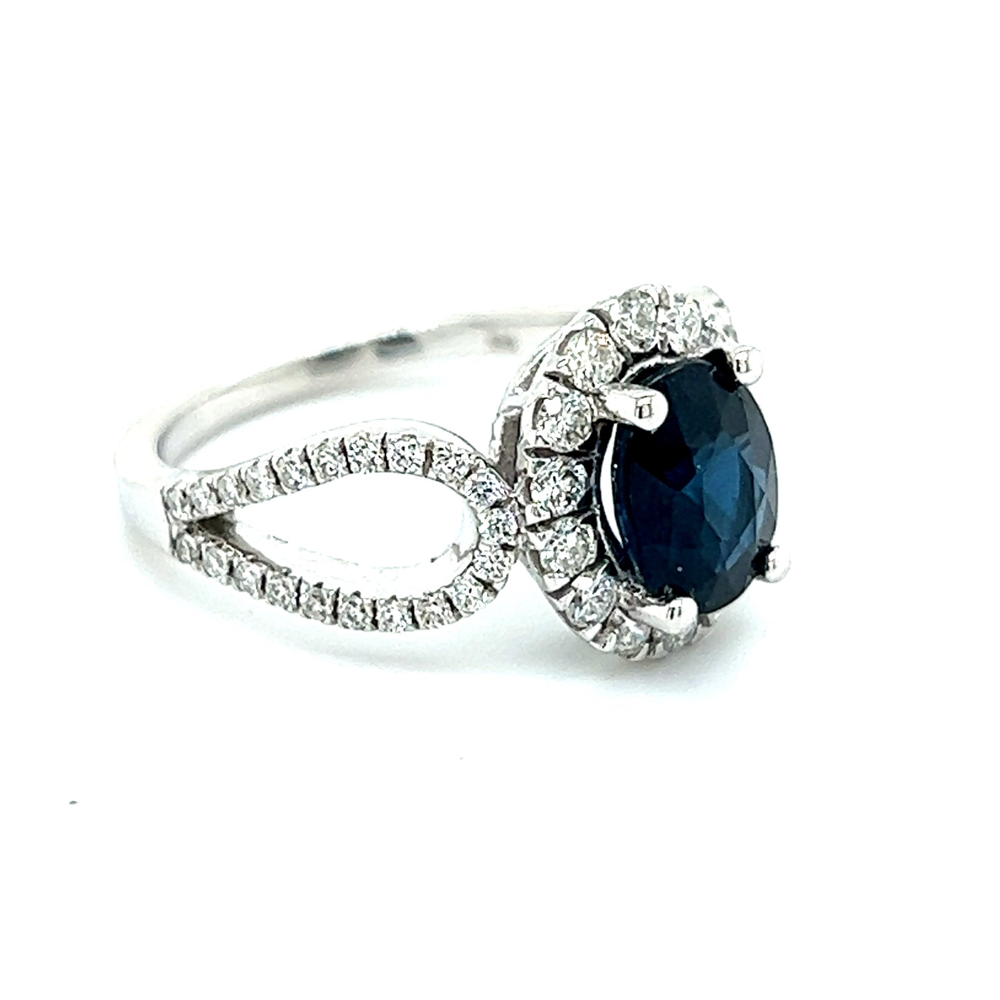 Natural Sapphire Diamond Ring Size 6.25 14k W Gold 2.93 TCW Certified $5,950 216682