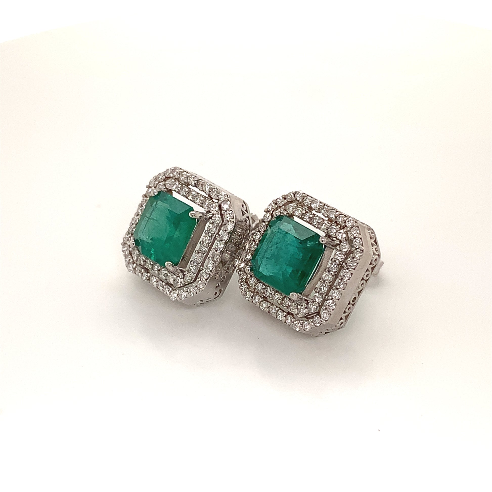 Natural Emerald Diamond Earrings 14k Gold 4.72 TCW Certified $8,950 113440