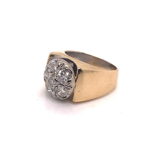 Diamond Ring Unisex 14 KT Yellow & White Gold 1.10 CT Certified $5,950 018203 - Certified Estate Jewelry