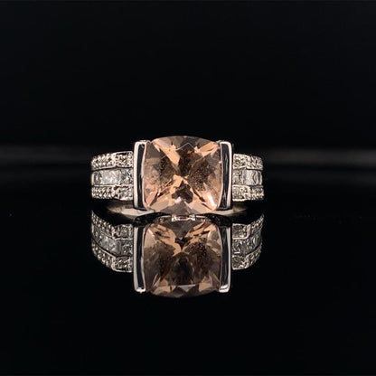 Diamond Morganite Ring 2.76 TCW 18k Gold Women Certified $3,950 910799 - Certified Fine Jewelry