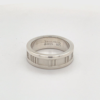 Tiffany & Co Estate Atlas Ring Size 4 Sterling Silver 6 MM Height TIF214