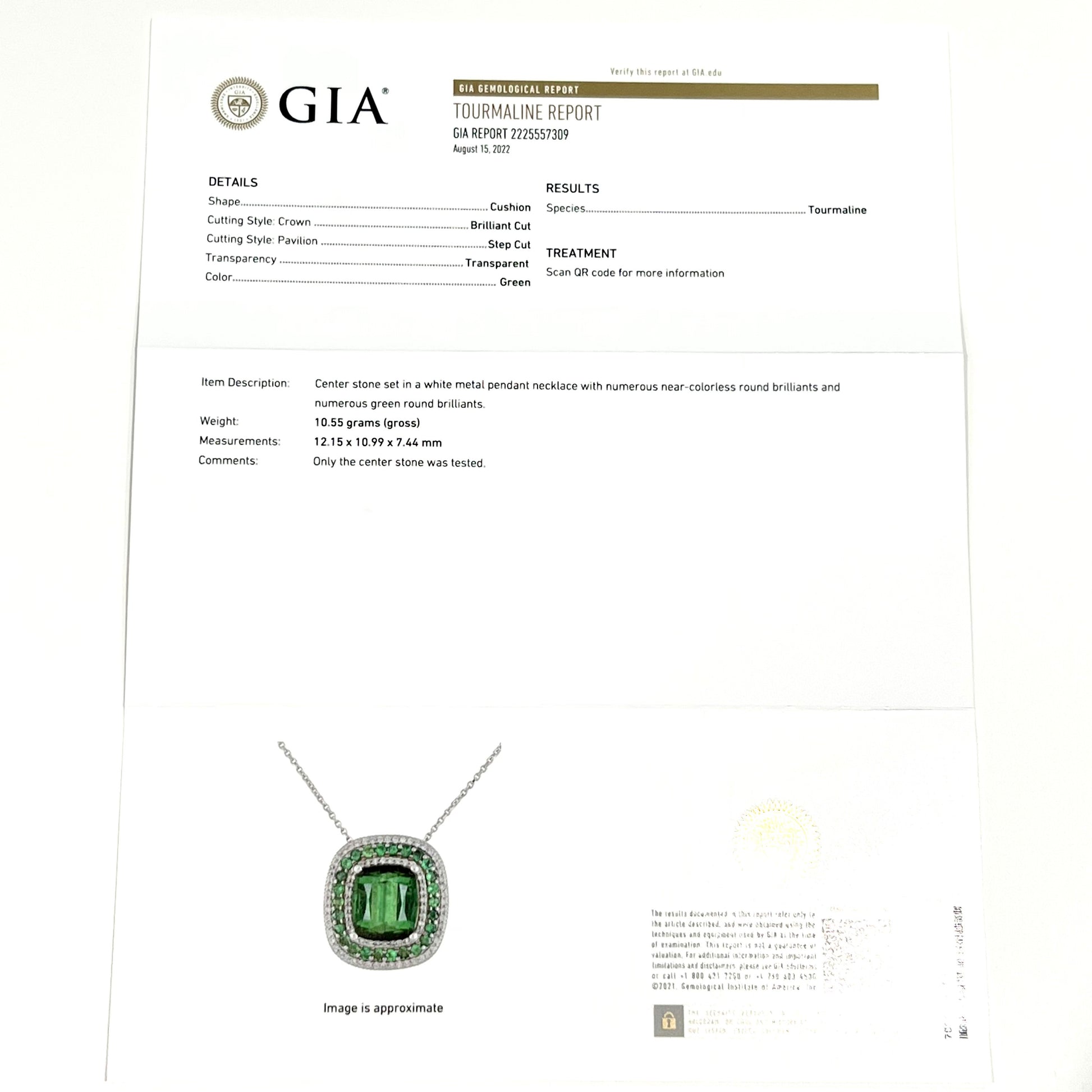 Diamond Tourmaline Tzavorite Pendant Necklace 17" 9.13 TCW GIA Certified $9,795 213257 - Certified Fine Jewelry
