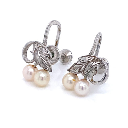 Mikimoto Estate Akoya Pearl Clip On Earrings Sterling Silver 4.94 mm M171 - Certified Estate Jewelry