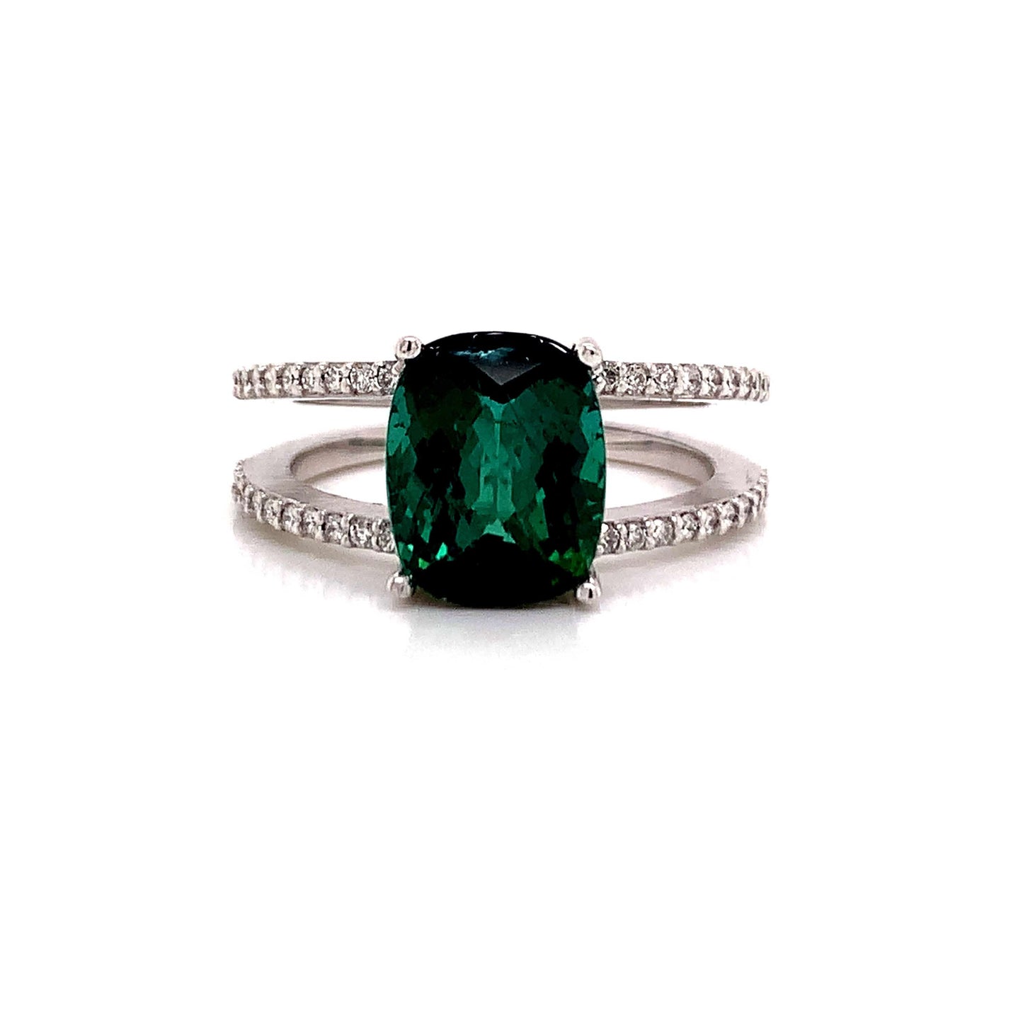 Natural Tourmaline Diamond Ring 14k WG 3.33 TCW Certified $4,950 111876 - Certified Estate Jewelry