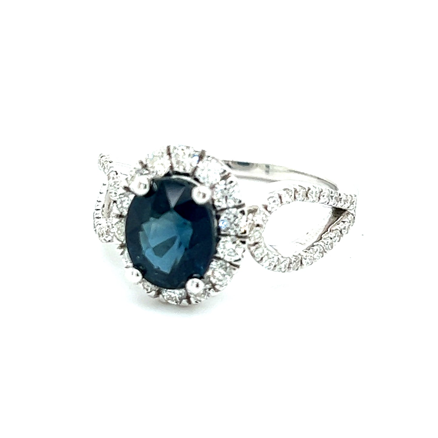 Natural Sapphire Diamond Ring Size 6.25 14k W Gold 2.93 TCW Certified $5,950 216682