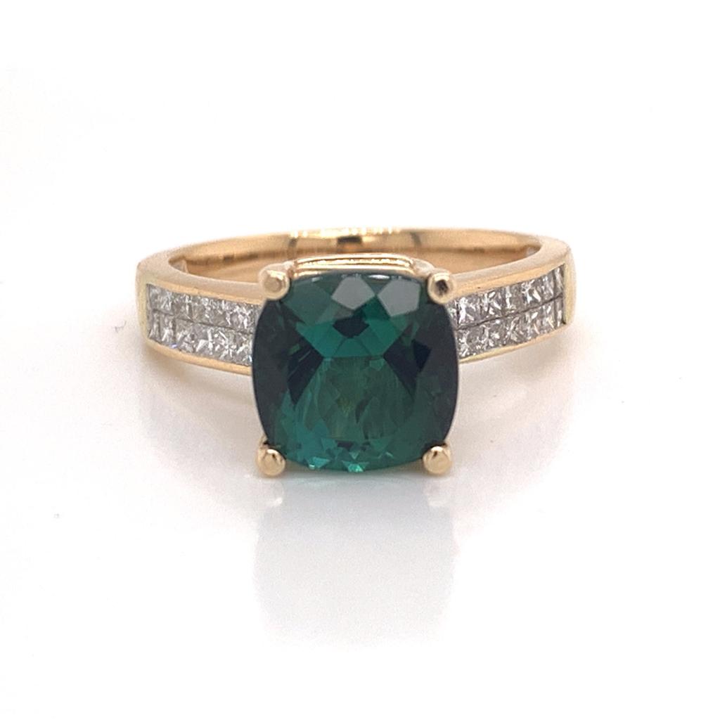 Green Tourmaline Diamond Ring 14 kt 2.80 tcw Certified $3,350 013309 - Certified Estate Jewelry