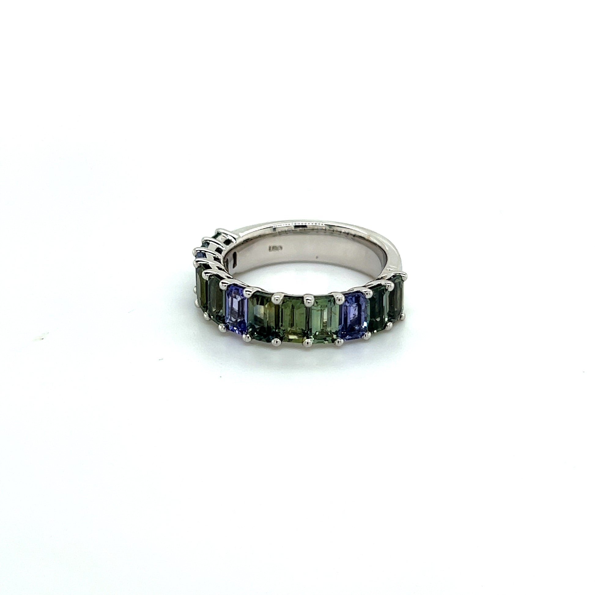Natural Multicolored Sapphire Ring Size 6.5 14k W Gold 5.76 TCW Certified $3,950 217063