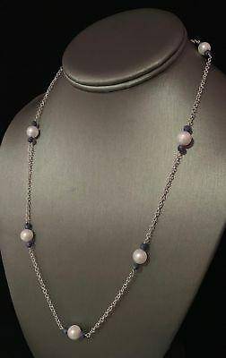 Akoya Pearl Sapphire Necklace 14k Gold 8.5 mm 21.5" Certified $2,450 721477 - Certified Estate Jewelry