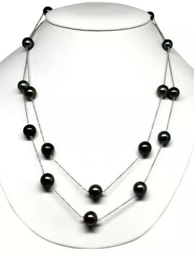 Tahitian Pearl Tincup Necklace 14k Gold 10.12 mm 21.25" Certified $3950 822601 - Certified Estate Jewelry