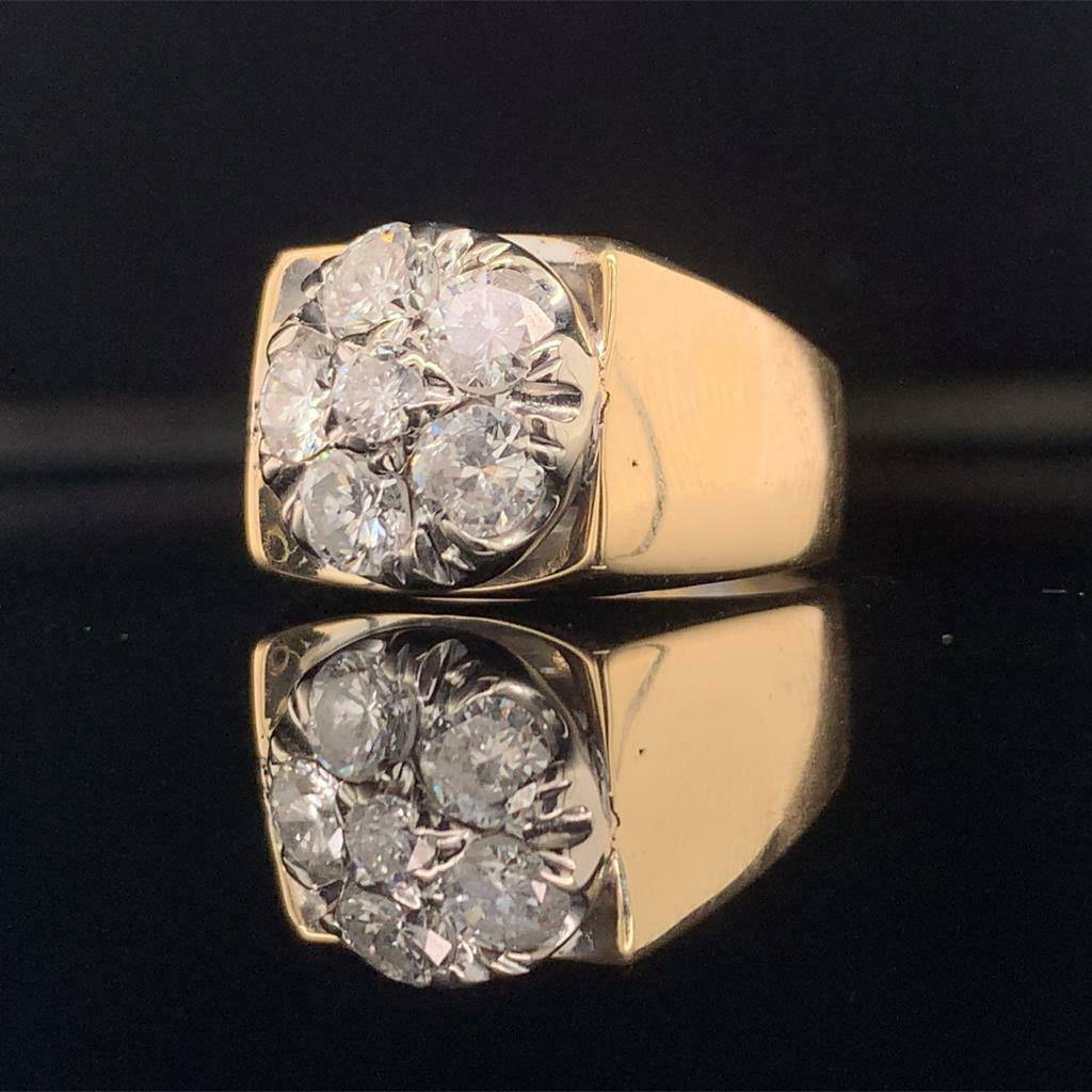 Diamond Ring Unisex 14 KT Yellow & White Gold 1.10 CT Certified $5,950 018203 - Certified Fine Jewelry