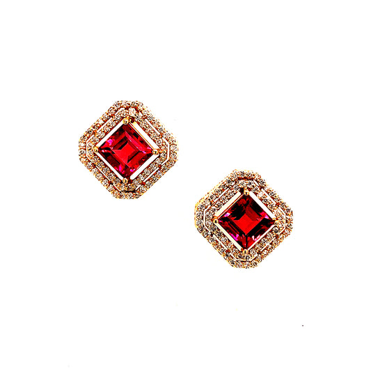 Natural Tourmaline Diamond Earrings 14k Gold 4.47 TCW Certified $6,970 112167 - Certified Estate Jewelry