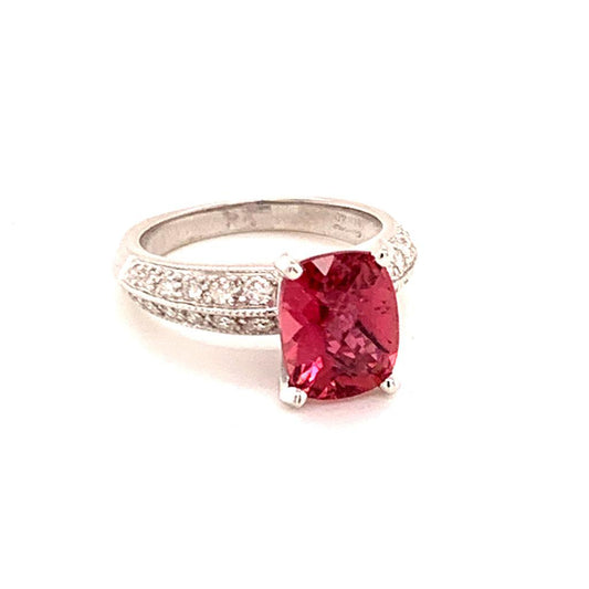 Diamond Rubellite Ring 14k Gold 4.10 TCW Women Certified $4,600 911206 - Certified Estate Jewelry