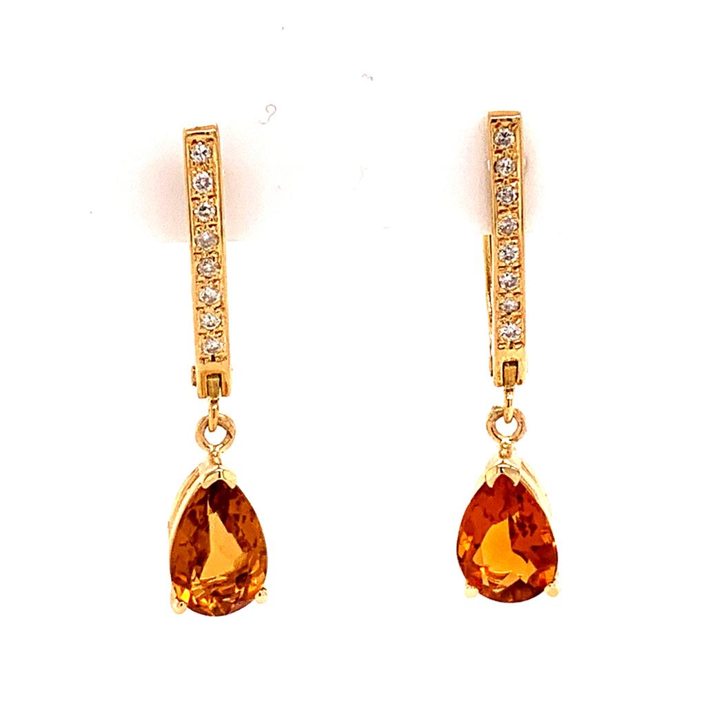Citrine Diamond Earrings 14k Gold 3.79 TCW Women Certified $1,490 820452 - Certified Estate Jewelry