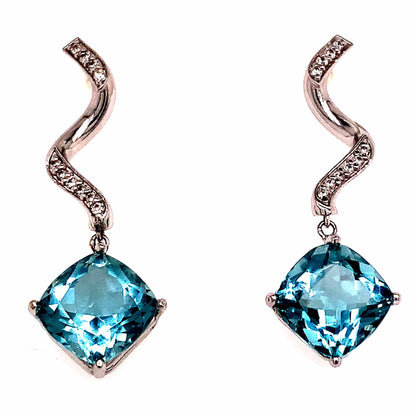 Natural Aquamarine Diamond Earrings 14k Gold 8.15 TCW Certified $4,950 111528 - Certified Estate Jewelry