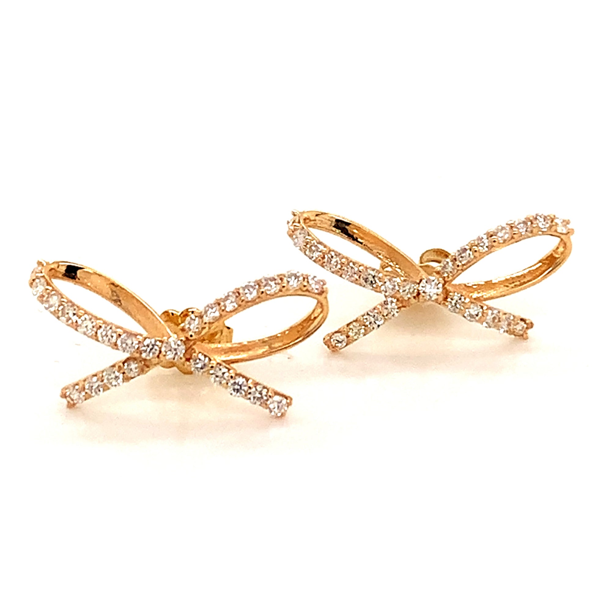 Diamond Bow Stud Earrings 14k Gold 0.5 TCW Certified $3,950 111897 - Certified Estate Jewelry