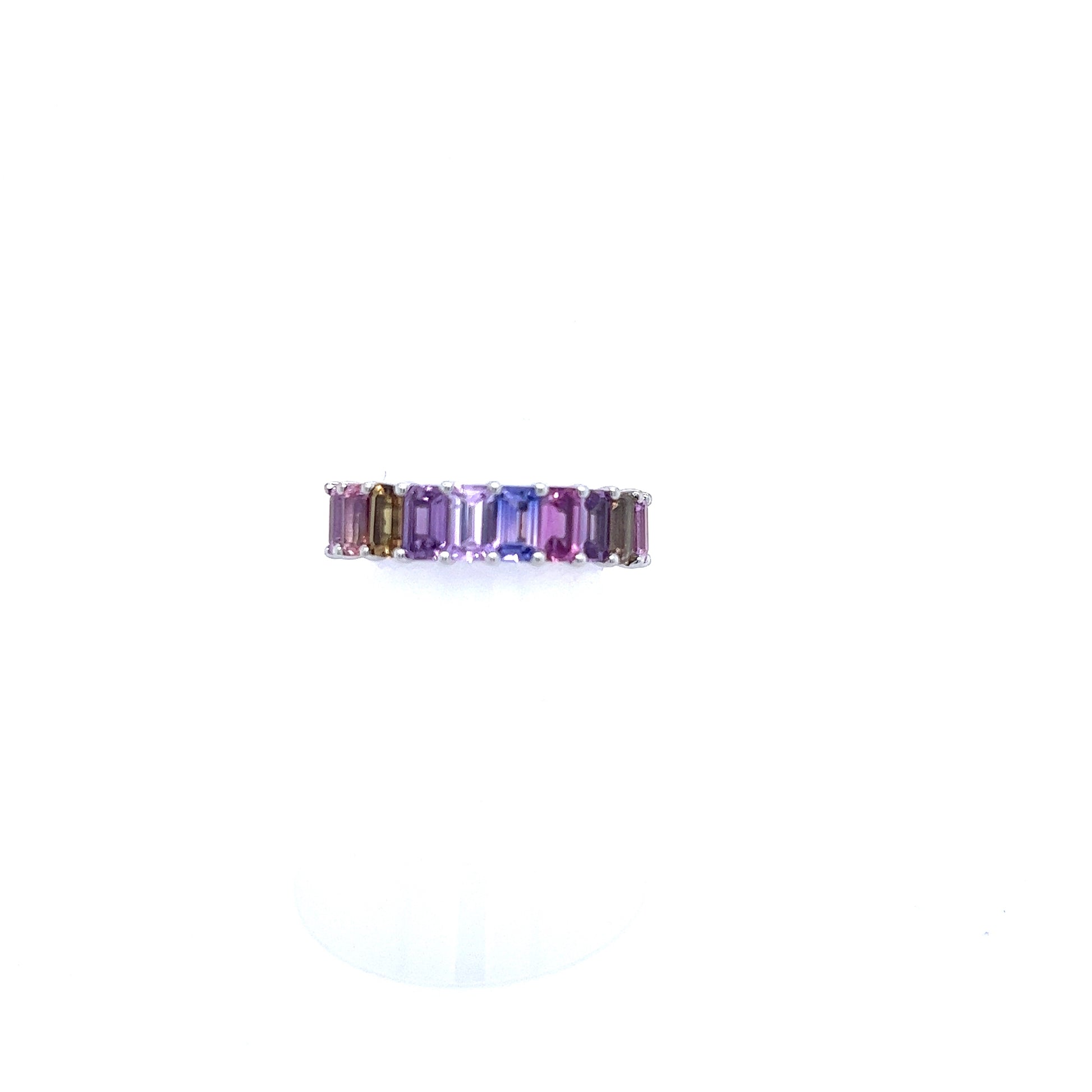 Natural Multicolored Sapphire Ring Size 6.5 14k W Gold 5.28 TCW Certified $3,950 217061