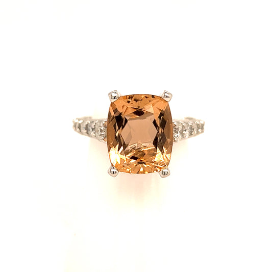 Natural Morganite Diamond Ring Size 6.25 14k Gold 4.26 TCW Certified $6,950 215089