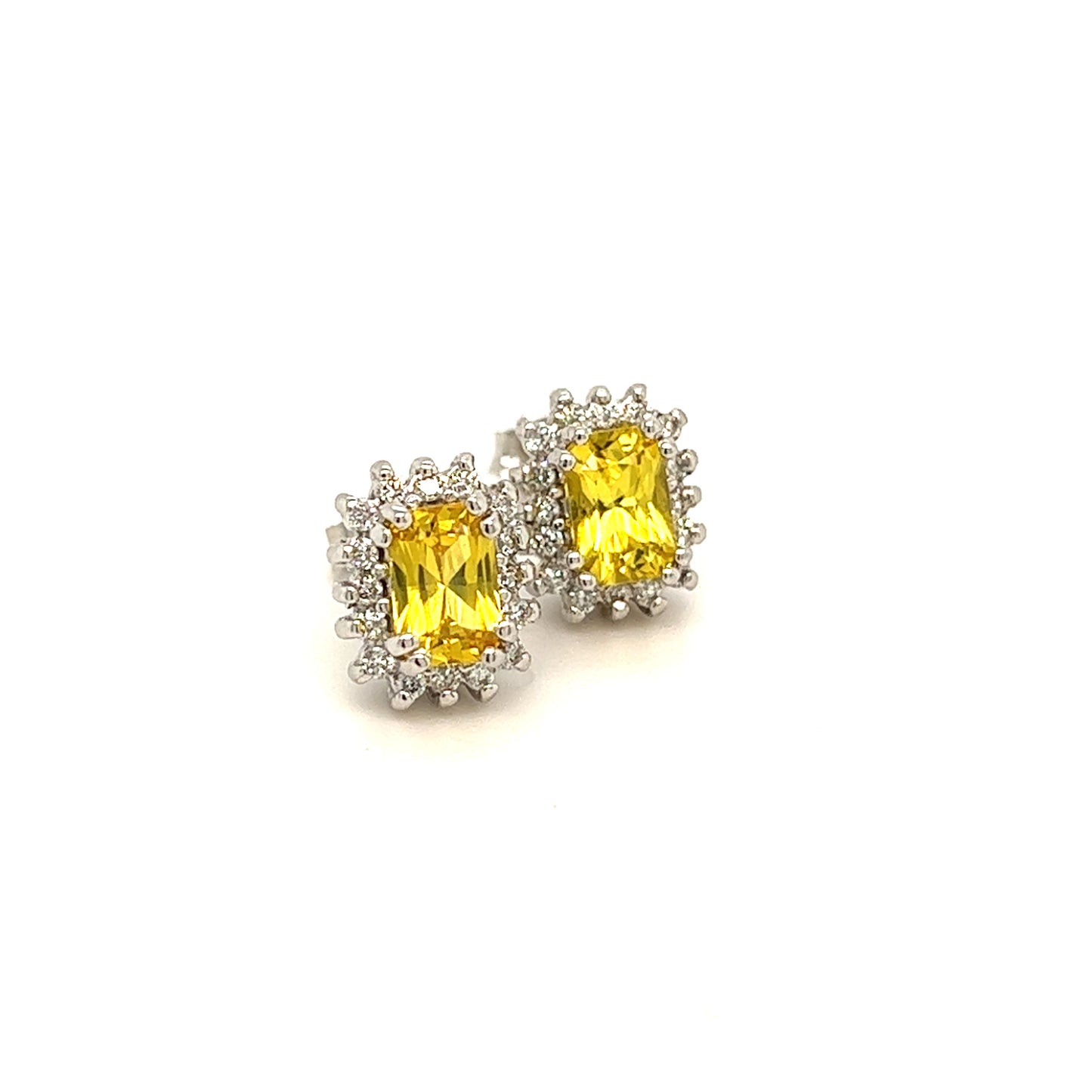 Natural Sapphire Diamond Stud Earrings 14k W Gold 1.71 TCW Certified $2950 121262 - Certified Estate Jewelry