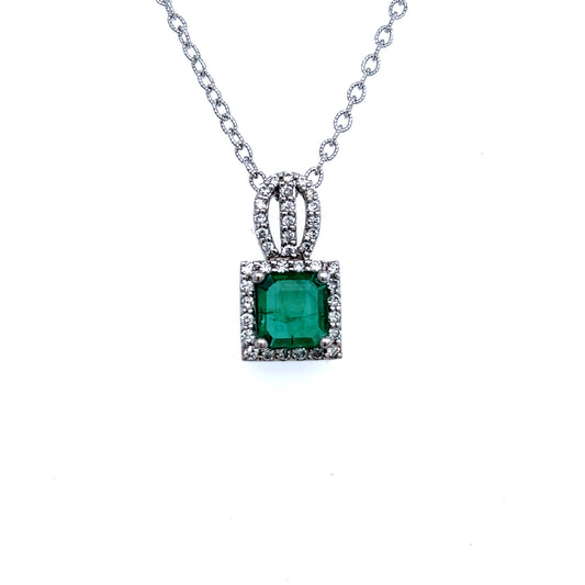Natural Emerald Diamond Pendant Necklace 18" 14k White Gold 2.41 TCW Certified $8,975 215427
