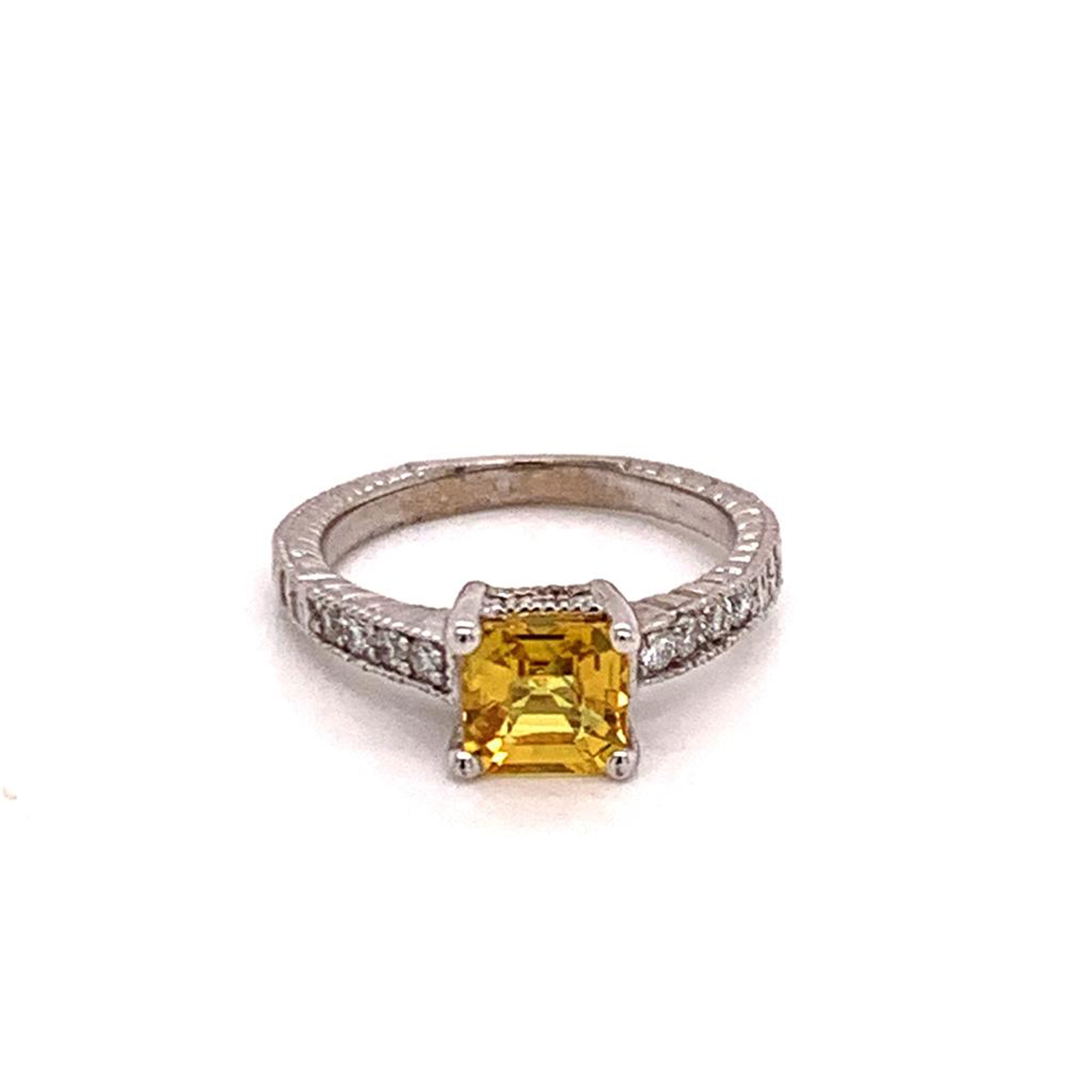 Diamond Yellow Sapphire Ring 14k Gold 1.66 tcw Women Certified $3,990 915184 - Certified Estate Jewelry