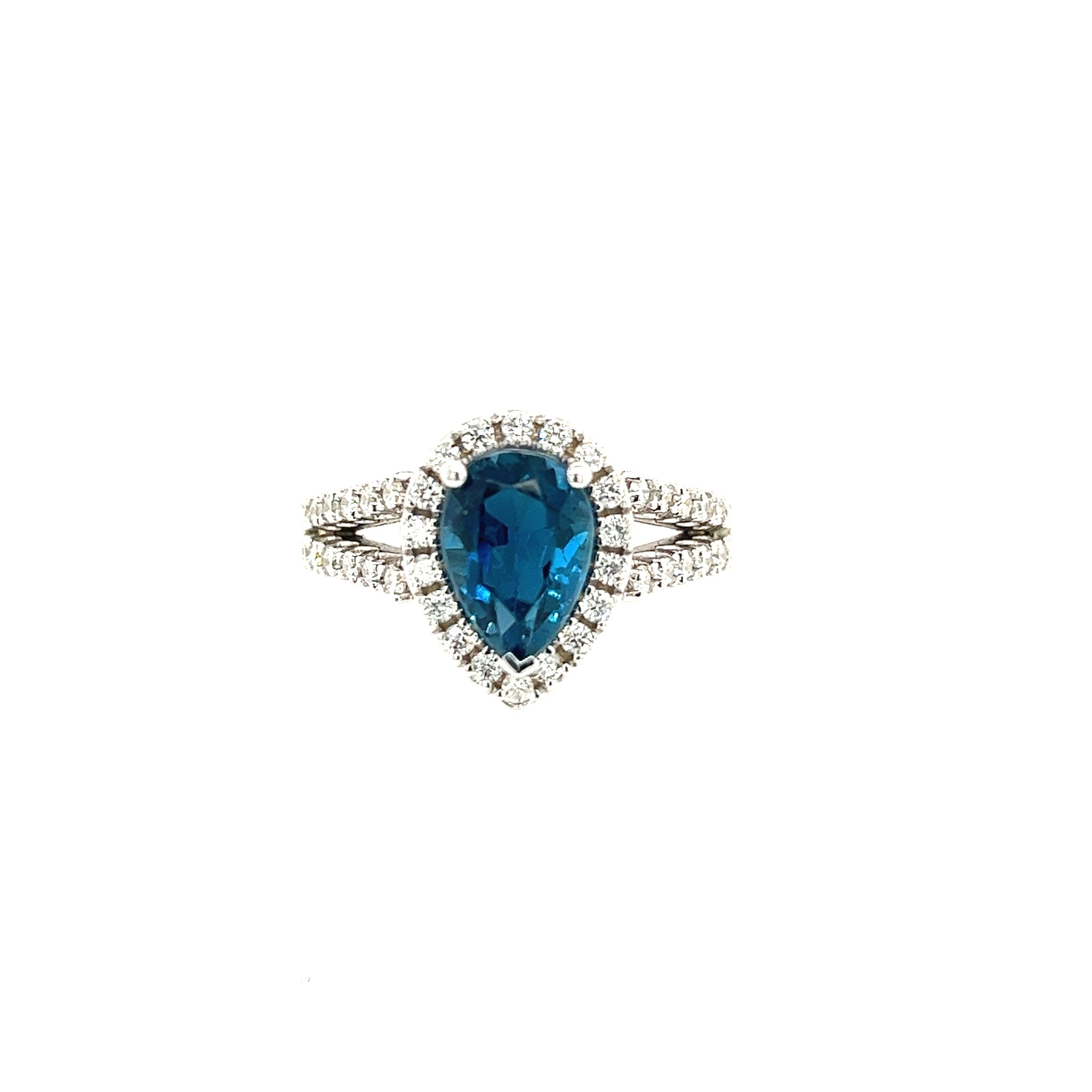 Natural Blue Topaz Diamond Ring Size 6.5 14k W Gold 3.77 TCW Certified $3,950 300213