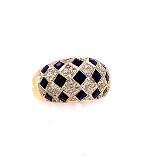 Diamond Sapphire Ring 14k Gold 2.14 TCW Checkerboard Certified $2,850 606974 - Certified Estate Jewelry
