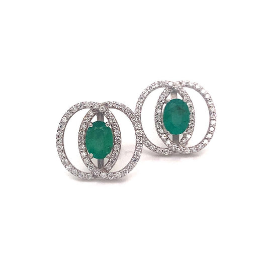 Diamond Emerald Earrings 14k White Gold 2.16 TCW Certified $6,950 018689 - Certified Estate Jewelry