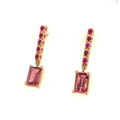 Rubellite Tourmaline Ruby Earrings 14k Gold 1.25 TCW Certified $3,950 018676 - Certified Estate Jewelry