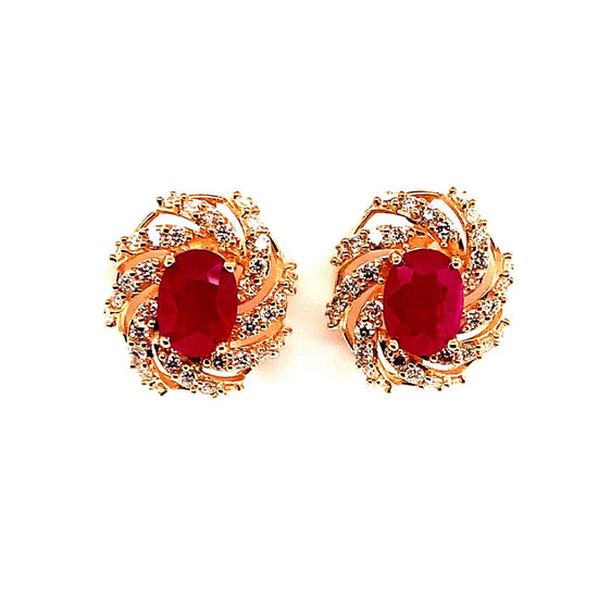 Diamond Ruby Earrings 14k Yellow Gold 3.64 TCW Certified 018671 - Certified Estate Jewelry