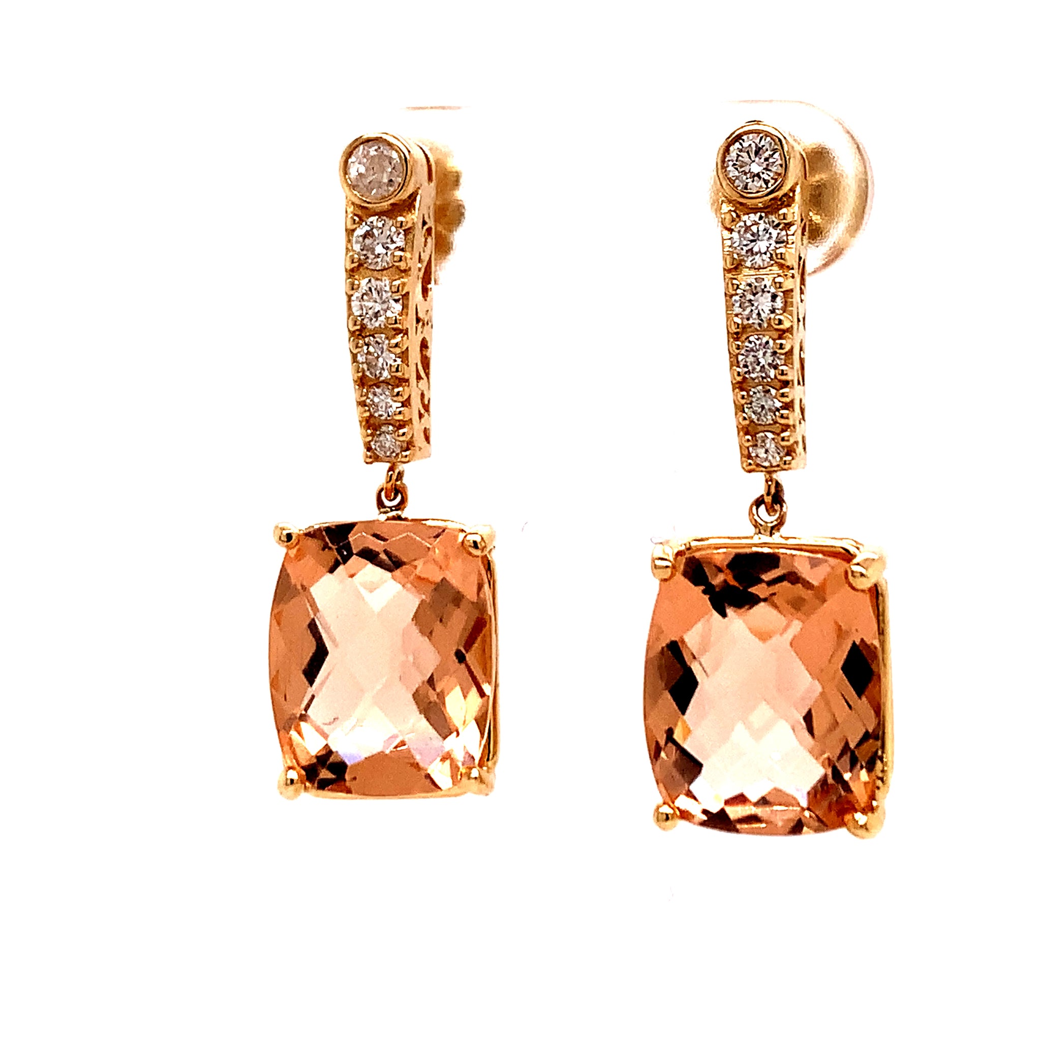 Natural Morganite Diamond Earrings 14k Gold 9.93 TCW Certified $5,950 018685 - Certified Estate Jewelry