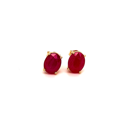 Oval Shape Ruby Stud Earrings 14k Y Gold 4.03 TCW Certified $3,590 211163