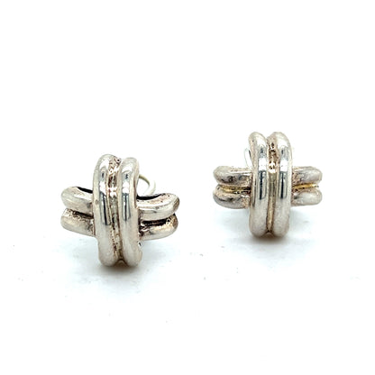 Tiffany & Co Estate X Signature Clip-on Earrings Silver TIF366 - Certified Fine Jewelry