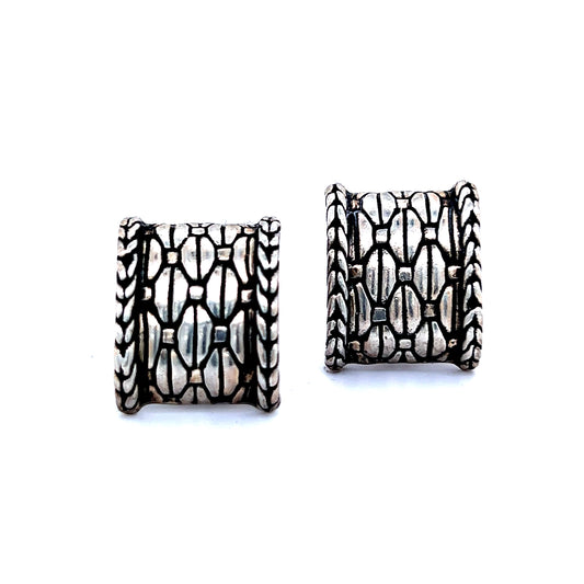 John Hardy Estate Clip on Earrings Sterling Silver JH19 - Certified Fine Jewelry