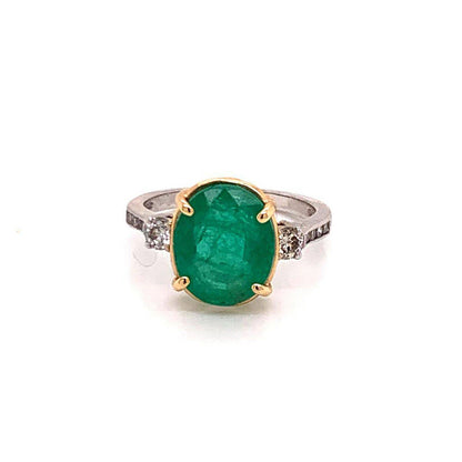 Diamond Emerald Ring 14k Gold 6.65 TCW Women Certified $5,950 915309 - Certified Fine Jewelry