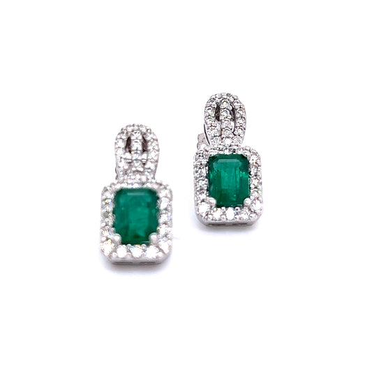 Emerald Diamond Stud Earrings