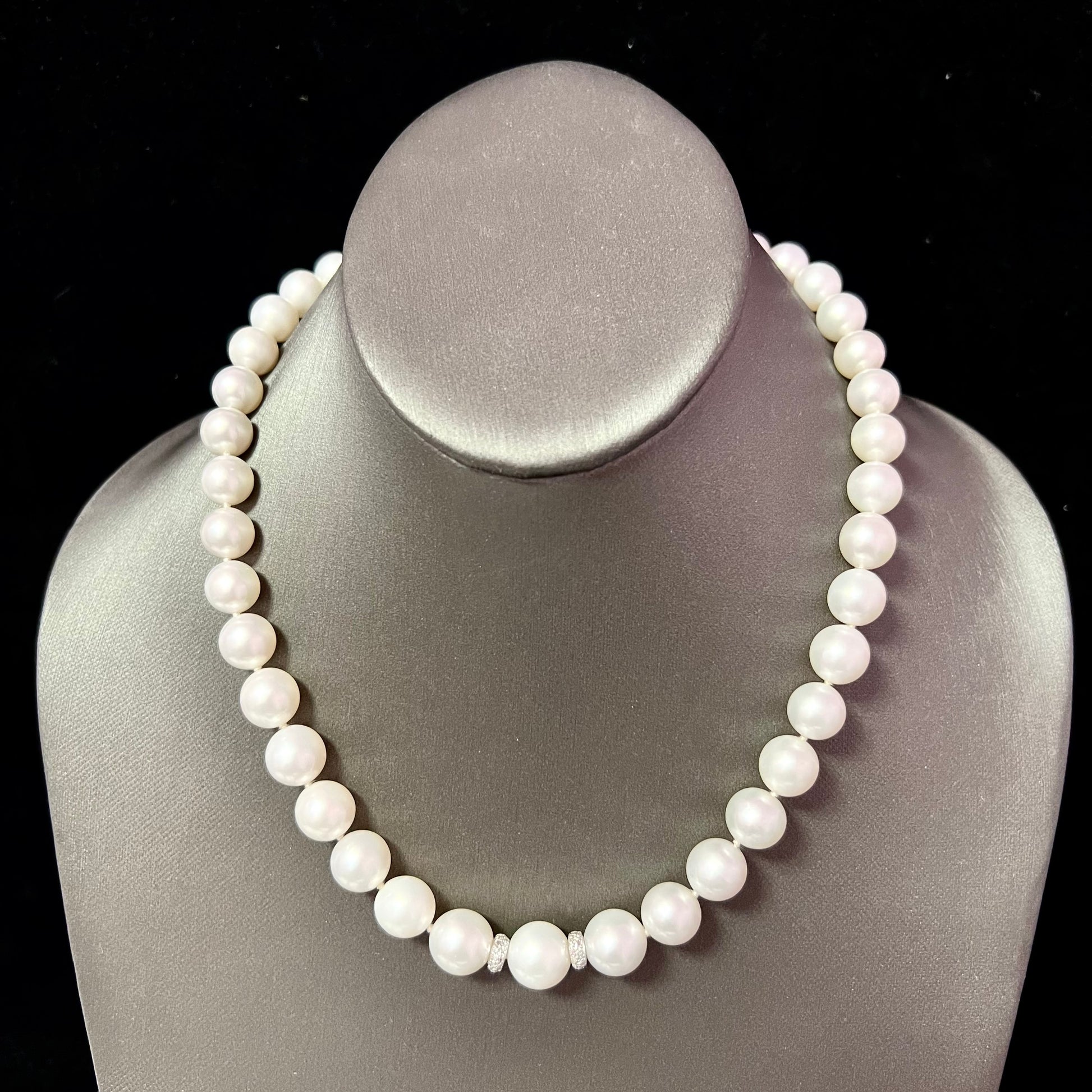 Natural South Sea Pearl Diamond Necklace 18" 14k W Gold 11 mm Certified $15,950 221248 - Certified Fine Jewelry