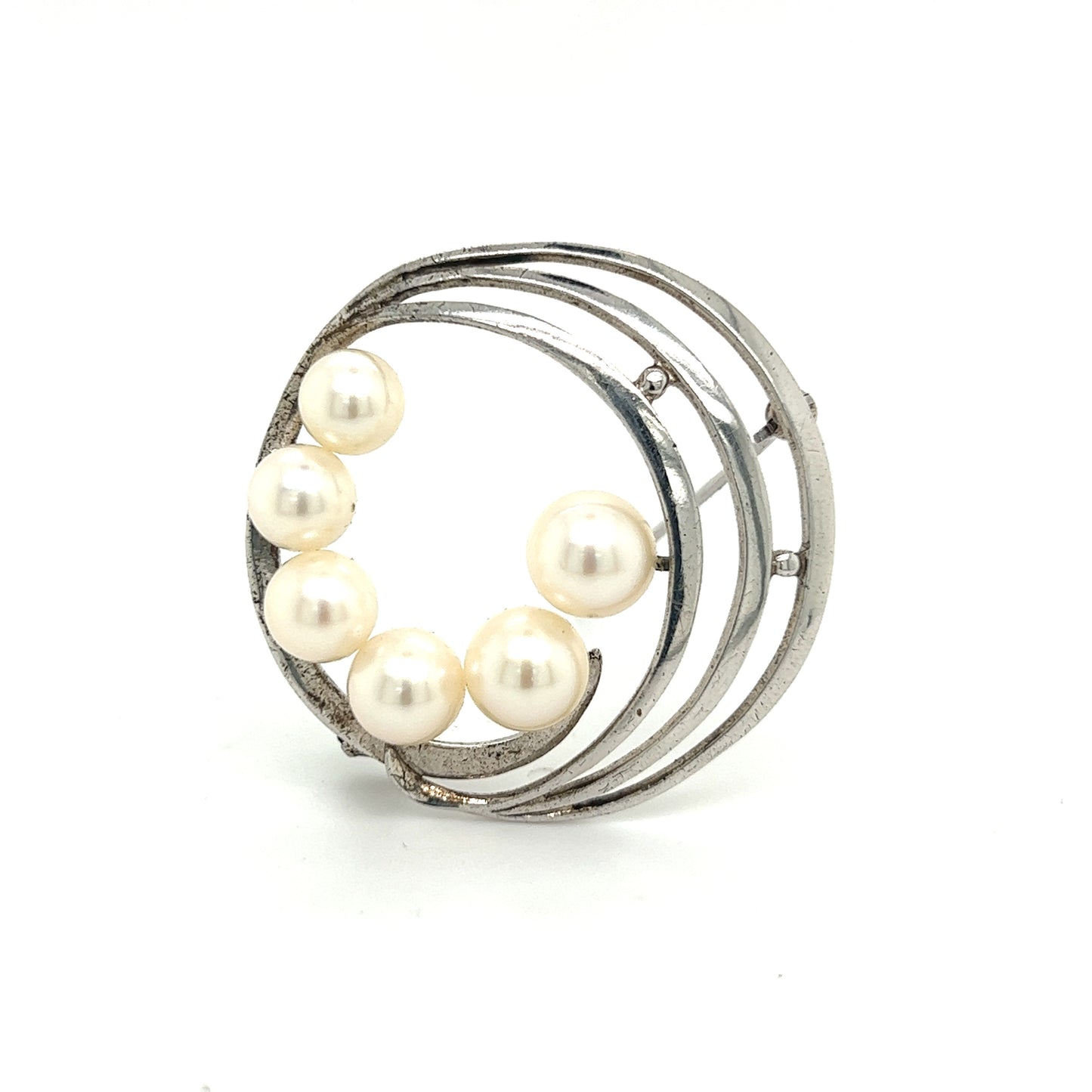 Mikimoto Estate Akoya Pearl Brooch Pin Sterling Silver 7.40 mm M285 - Certified Fine Jewelry