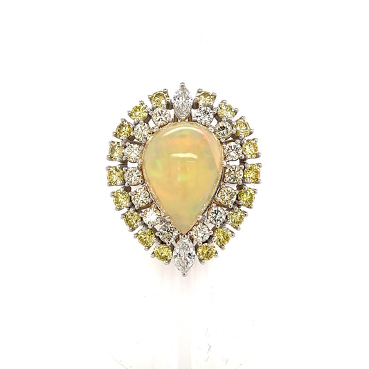 Natural White Opal Diamond Ring 14k Gold 11 TCW GIA  Certified $12,950 210739